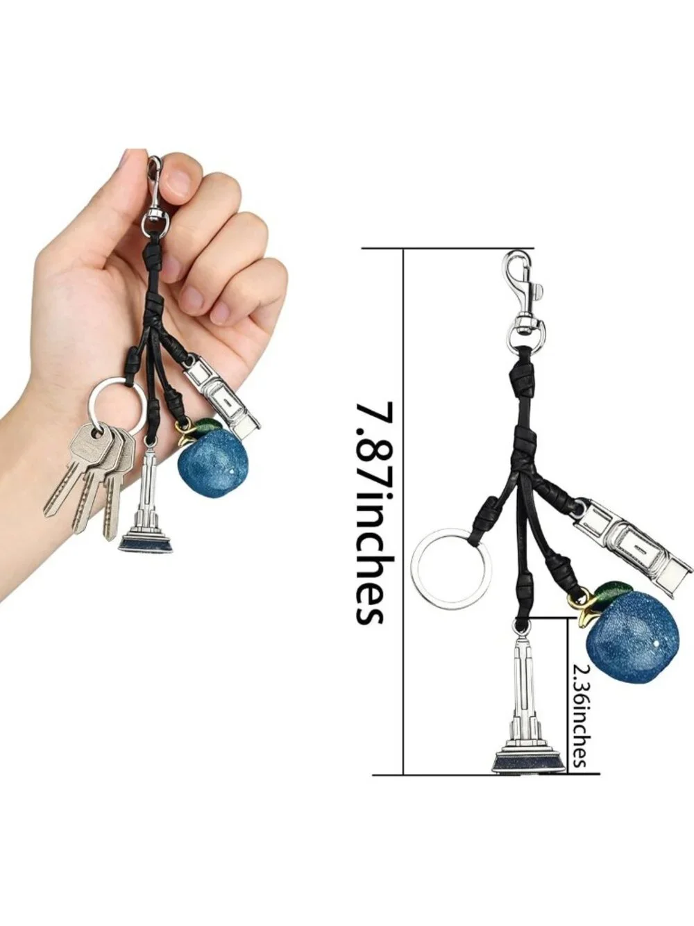 Eiffel Tower Cherry Bag Charm Keychain - Stylish Purse Accessory for Women